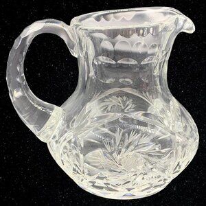 Vintage Clear Cut Crystal Pinwheel Creamer Pitcher 4”T 4.5”W